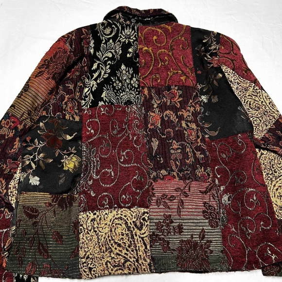Chicos Tapestry Jacket Patchwork Dressy Embroidered Beaded Womens Large - Picture 3 of 6